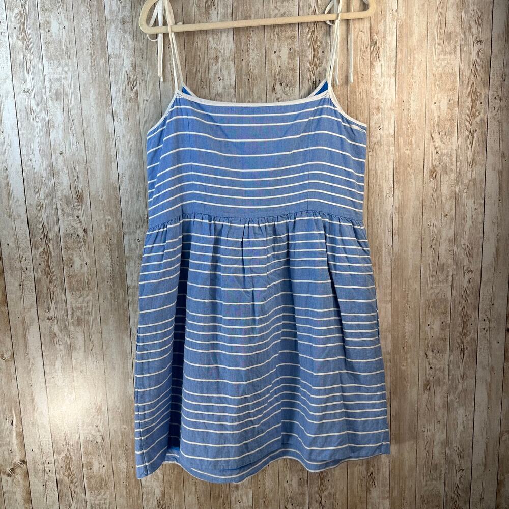 Gap Cami Dress Womens 12 Blue White Striped Strapp Fit and Flare‎ Summer Midi